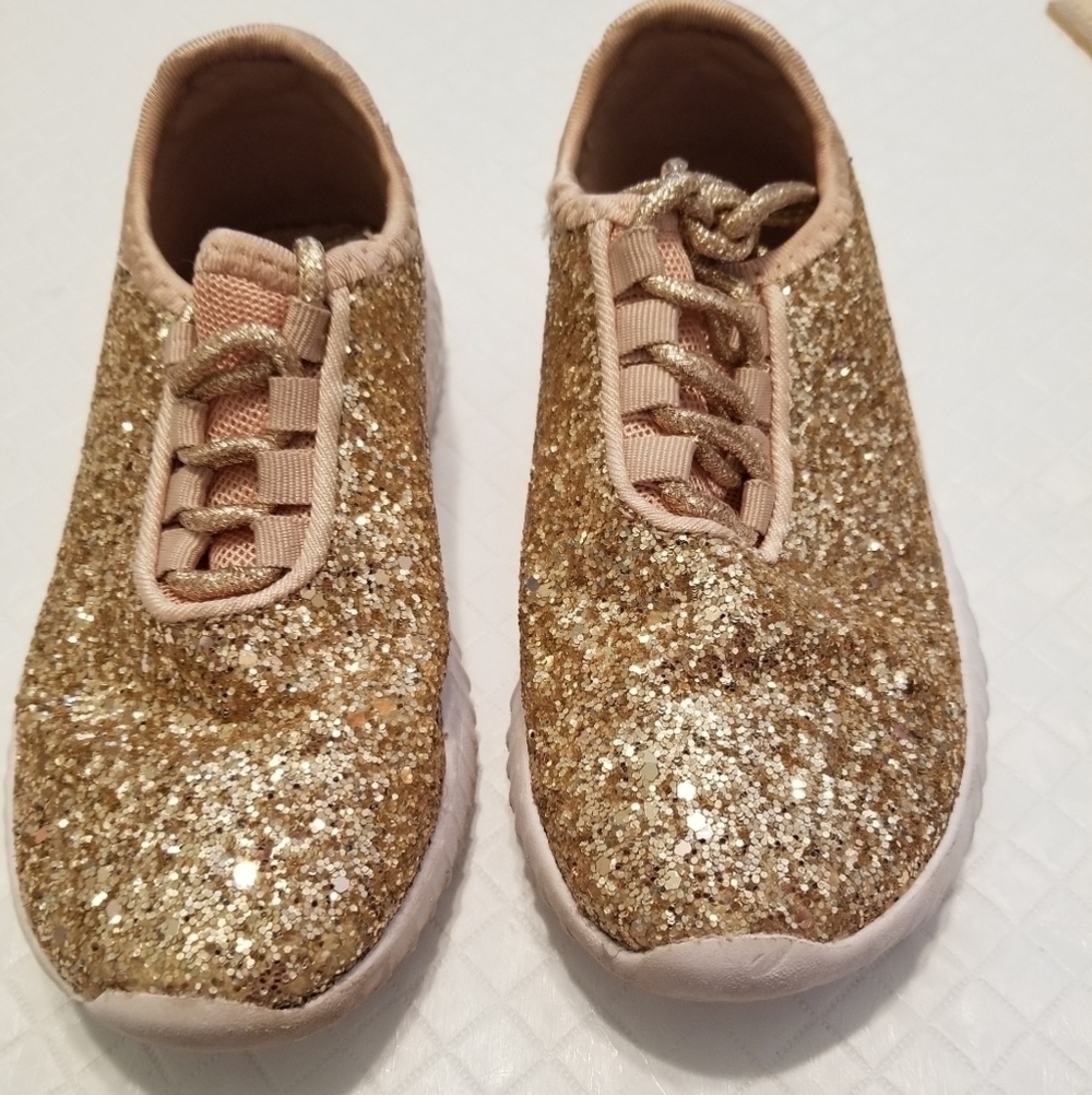 Girls link rose gold glitter sneakers size 10